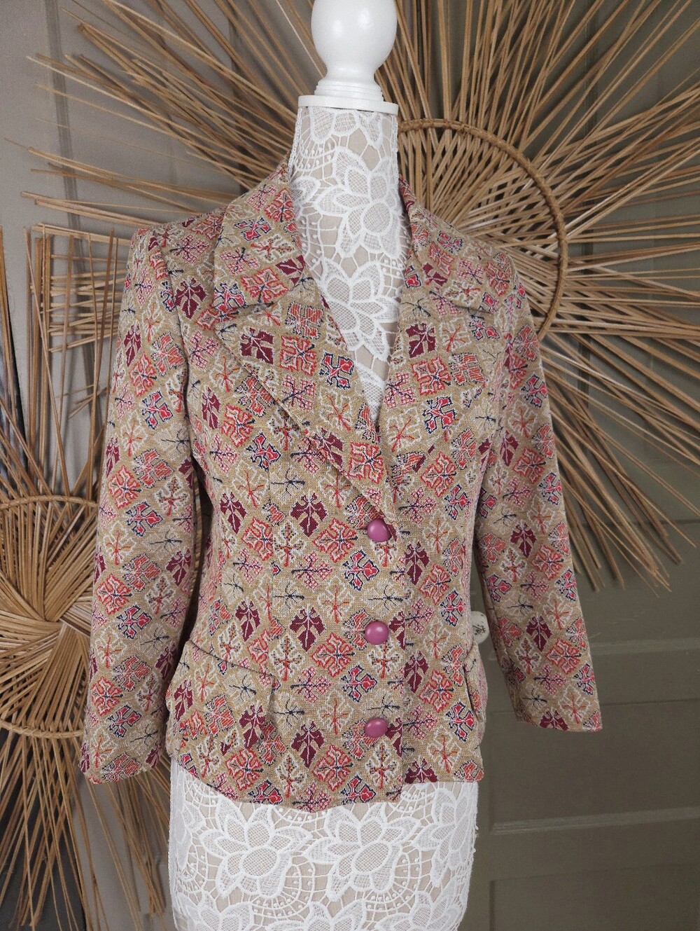 Paula Brooks Vintage 70s Double Knit Polyester Blazer Jacket Women's S